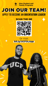 NSFP Join Our Team! Apply to become an Orientation Leader! Scan the QR code or visit bit.ly/UCFOLApp